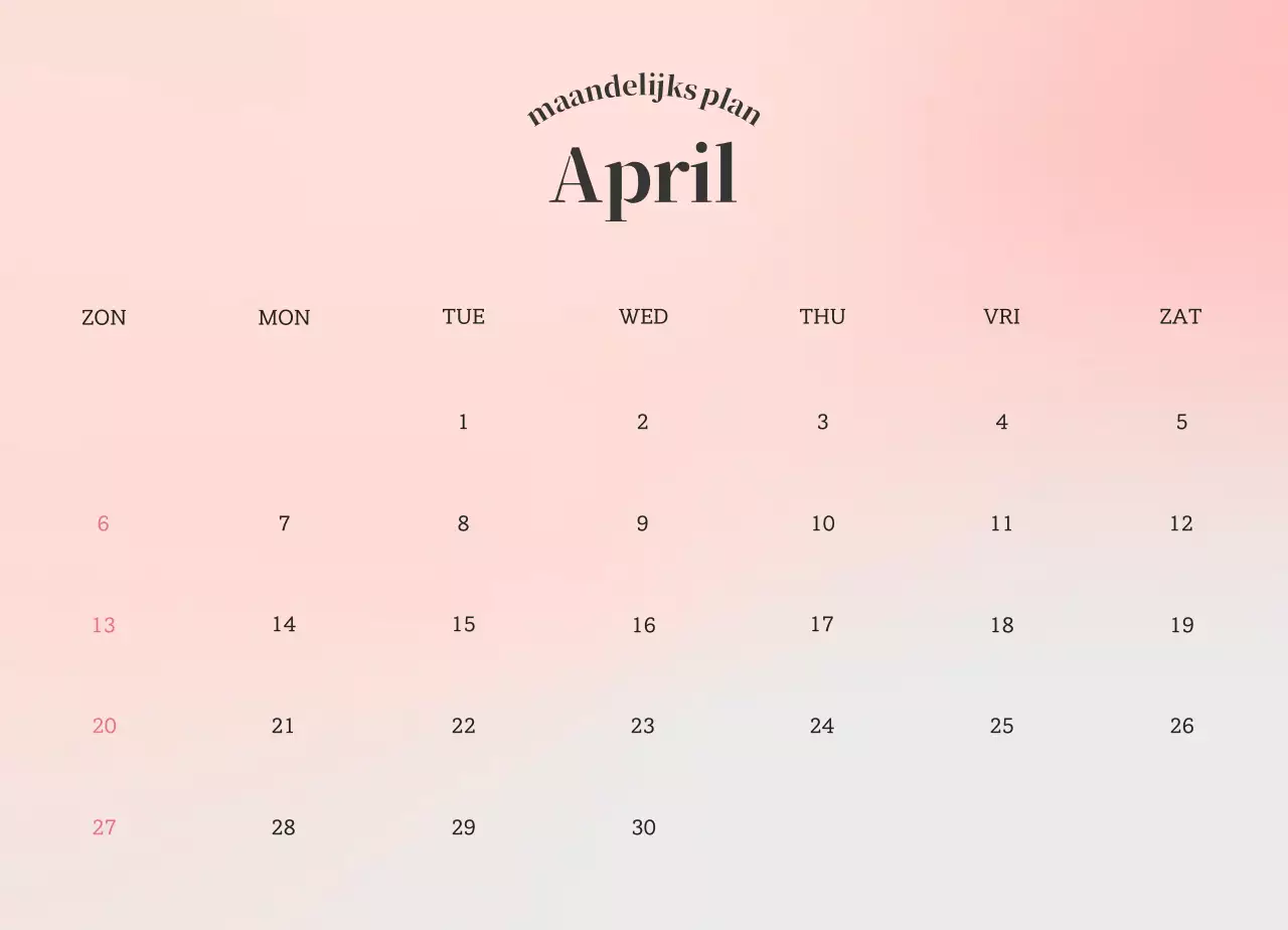 Verloop Minimalistische Emotie Kalender