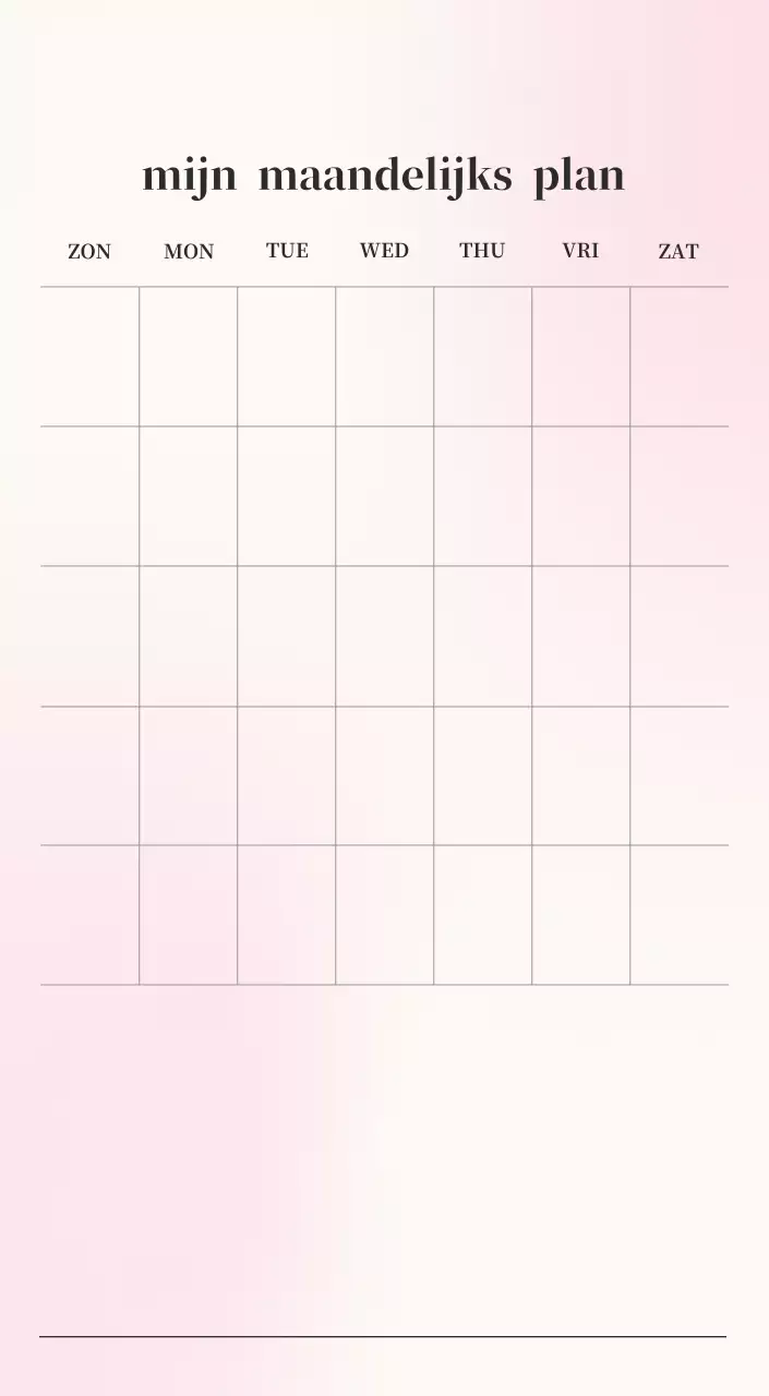 Minimalistische kalender met kleurverloop