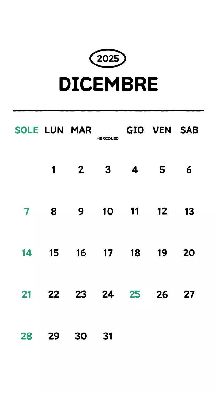 Calendario illustrato con un grazioso stile di linee