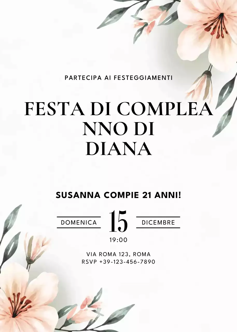 invito di compleanno elegante bianco