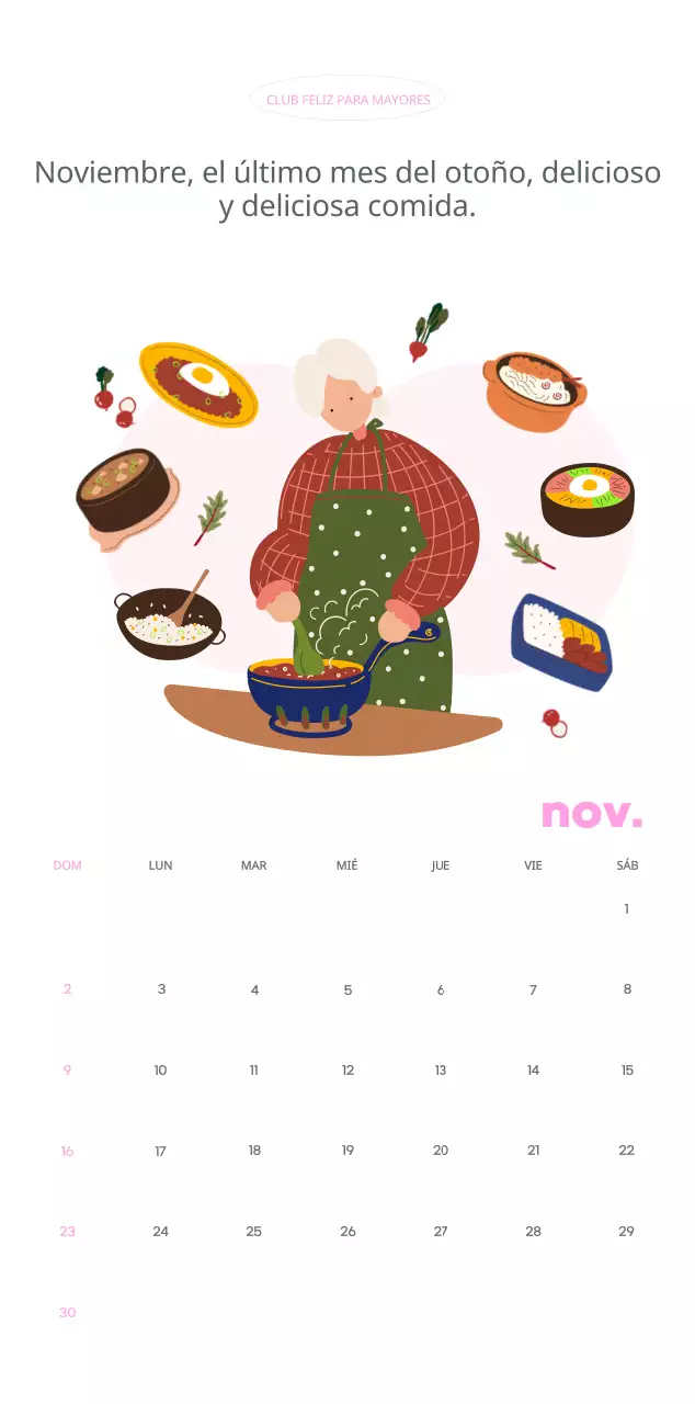 Calendario comercial con simpáticas ilustraciones