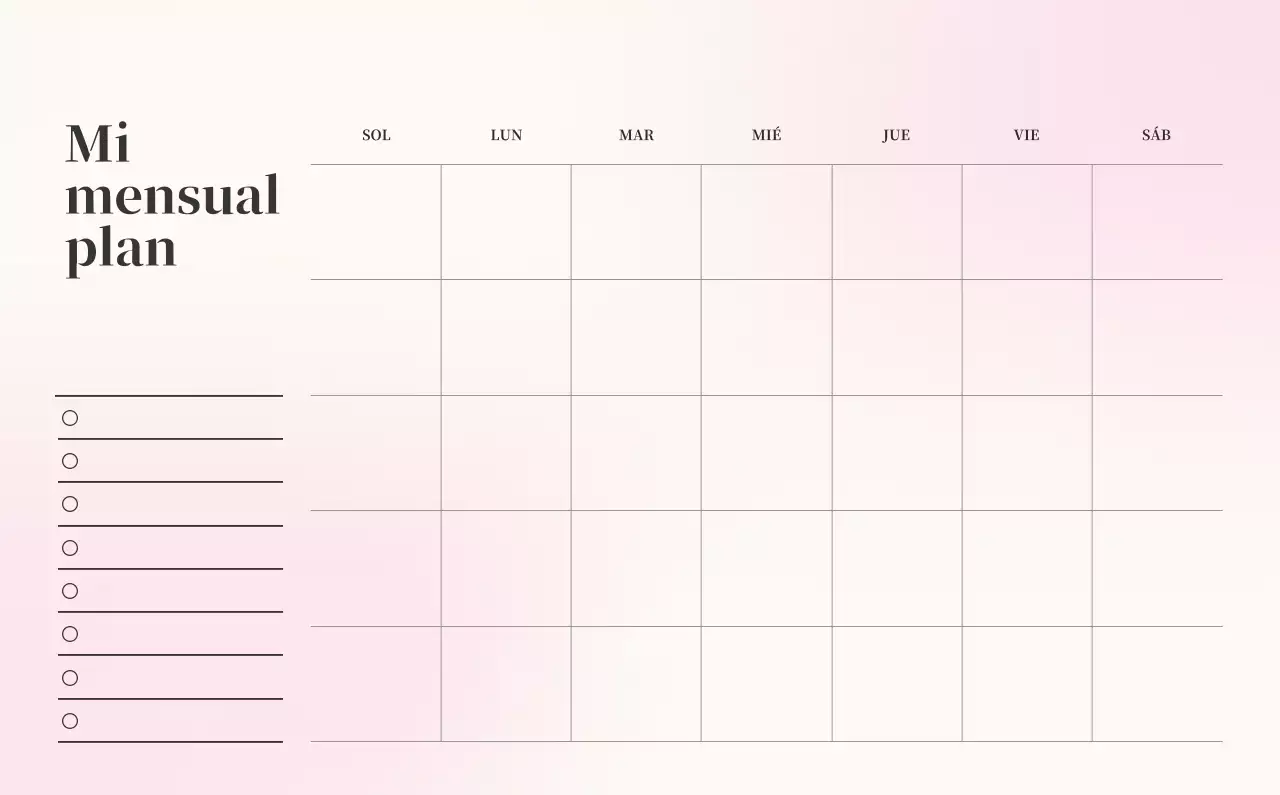 Calendario minimalista degradado