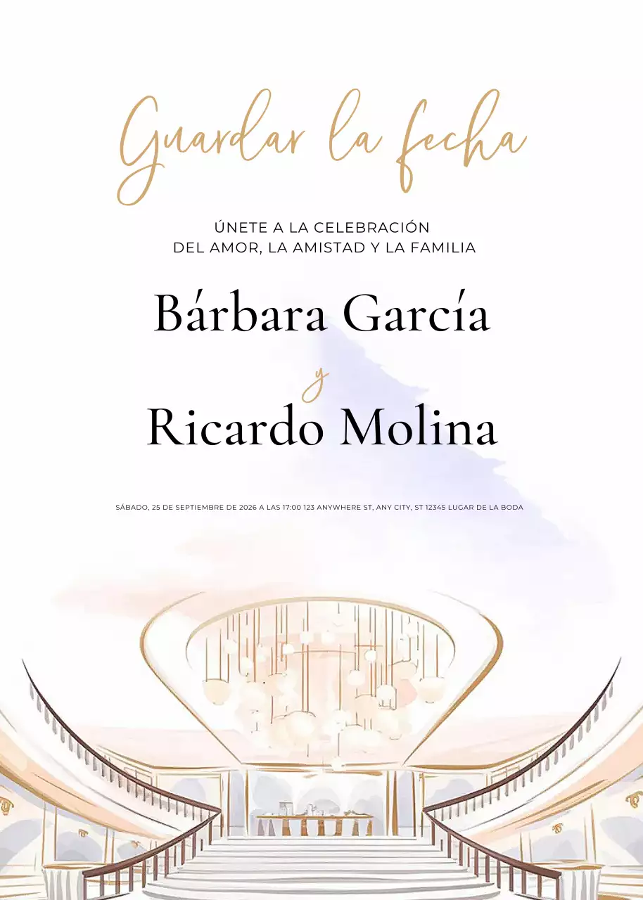 Invitación de boda blanca y elegante