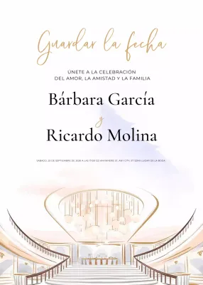 Invitación de boda blanca y elegante