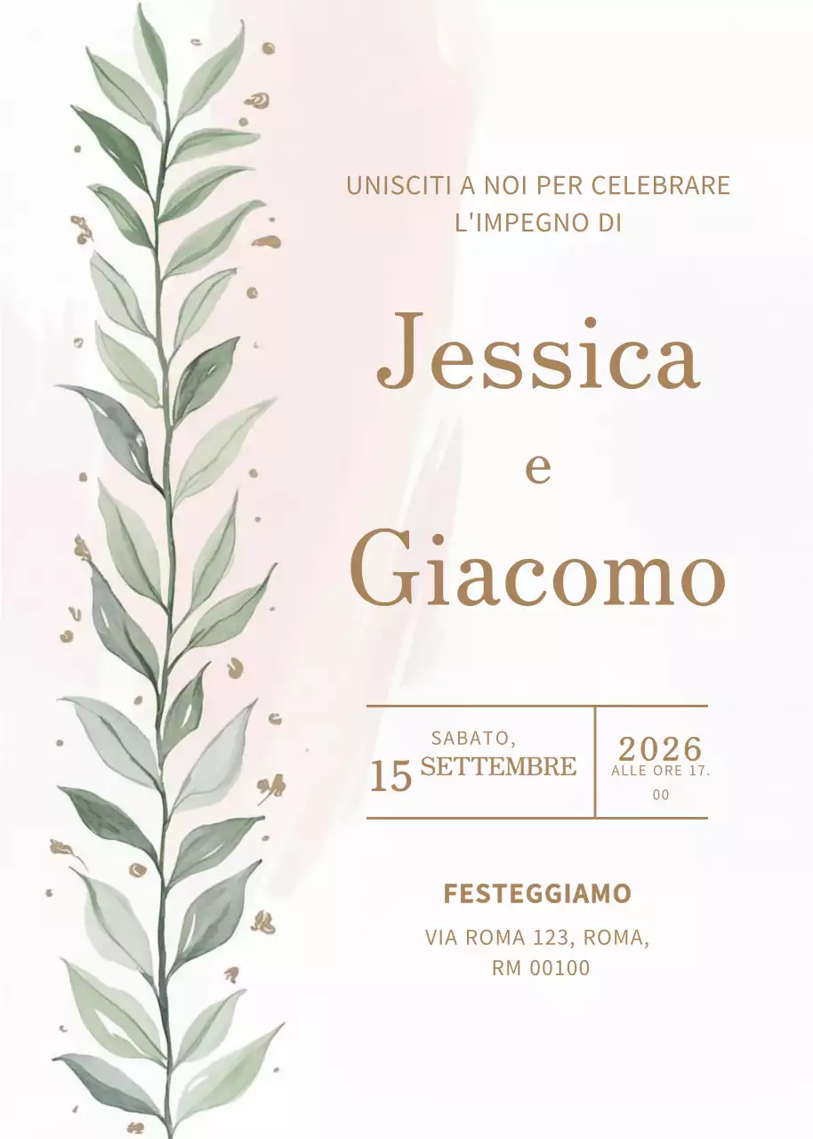 Invito di fidanzamento elegante beige
