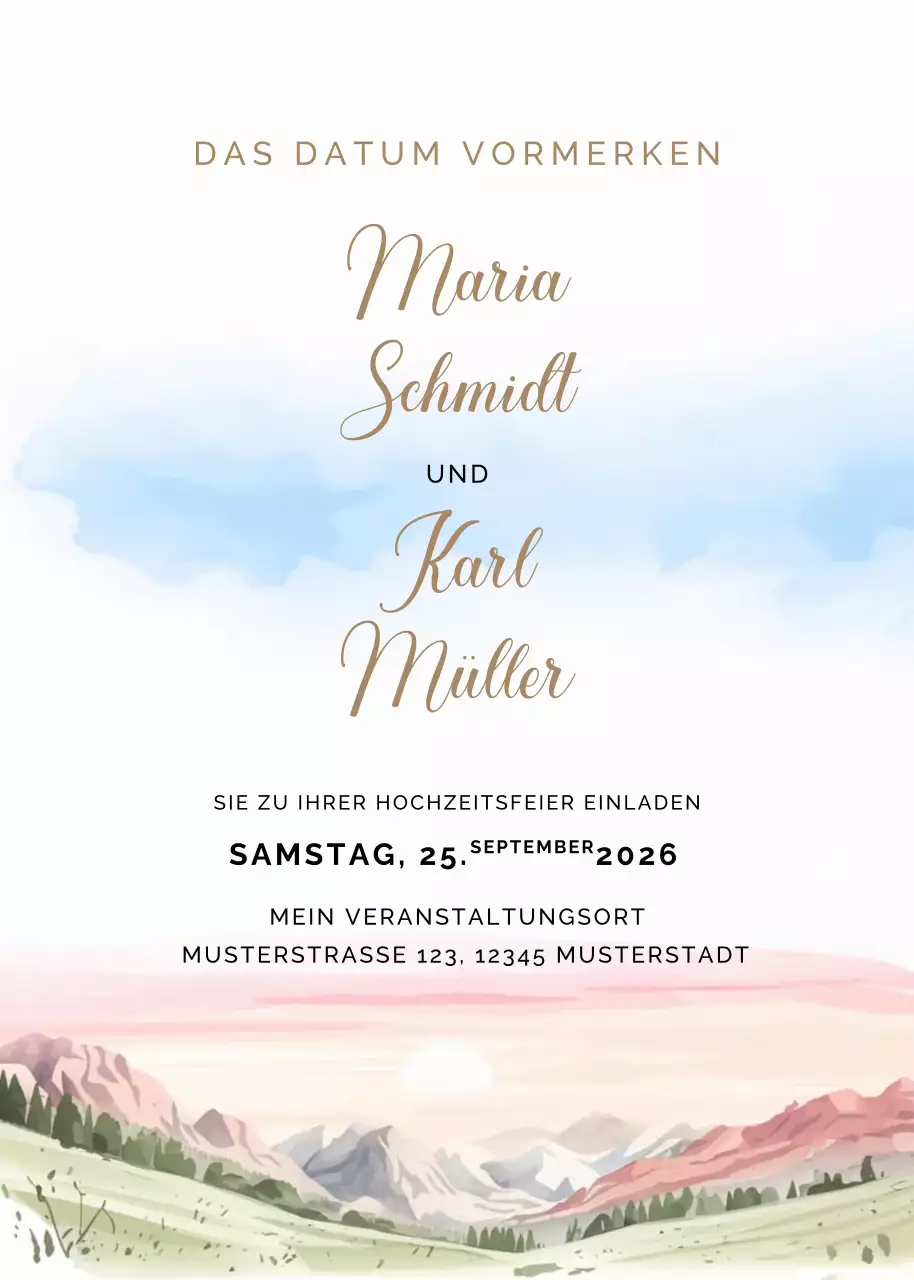 Weiß Elegante Hochzeitseinladung