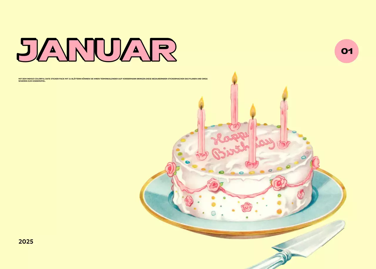 Bunte Kalender mit einer Vielzahl von Retro-Illustrationen