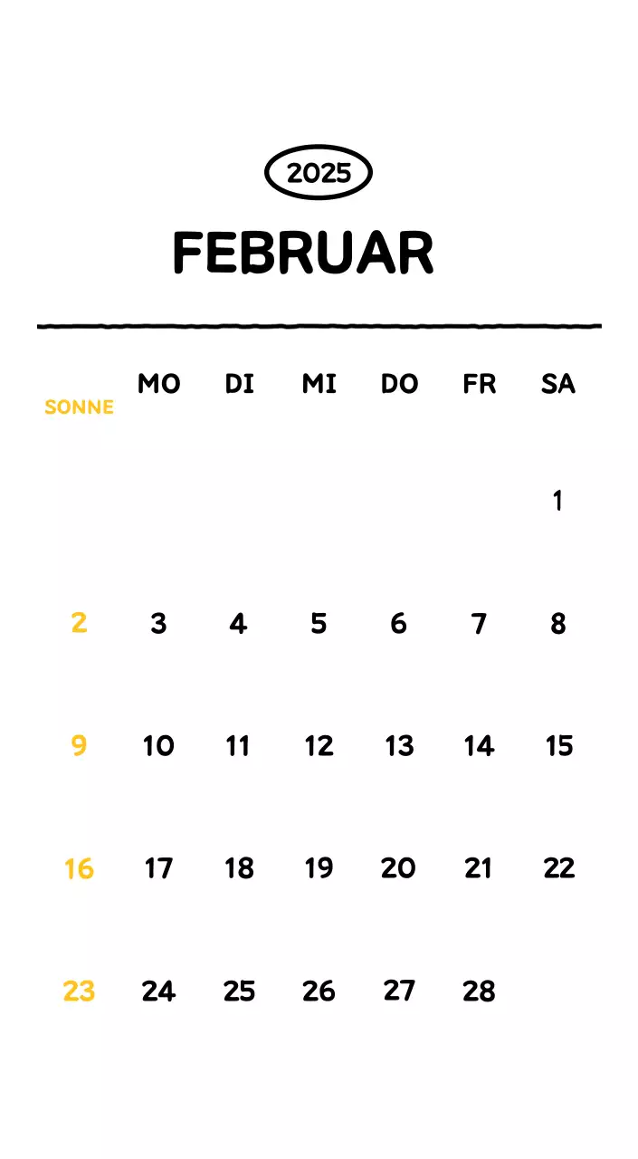 Illustrierter Kalender mit schönem Linienstil