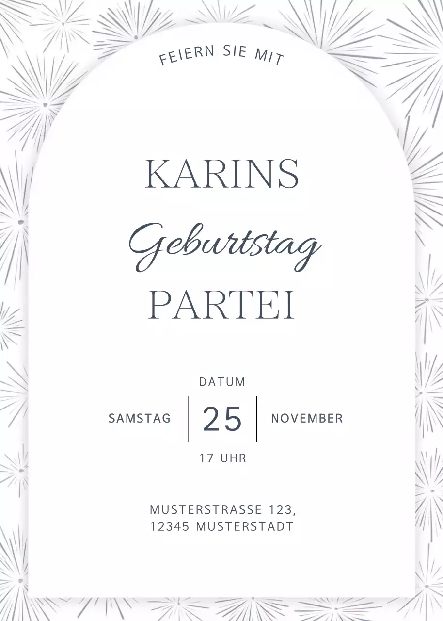 Weiß Elegante Geburtstagseinladung