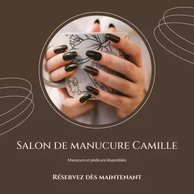 marron élégant salon nail art publicité