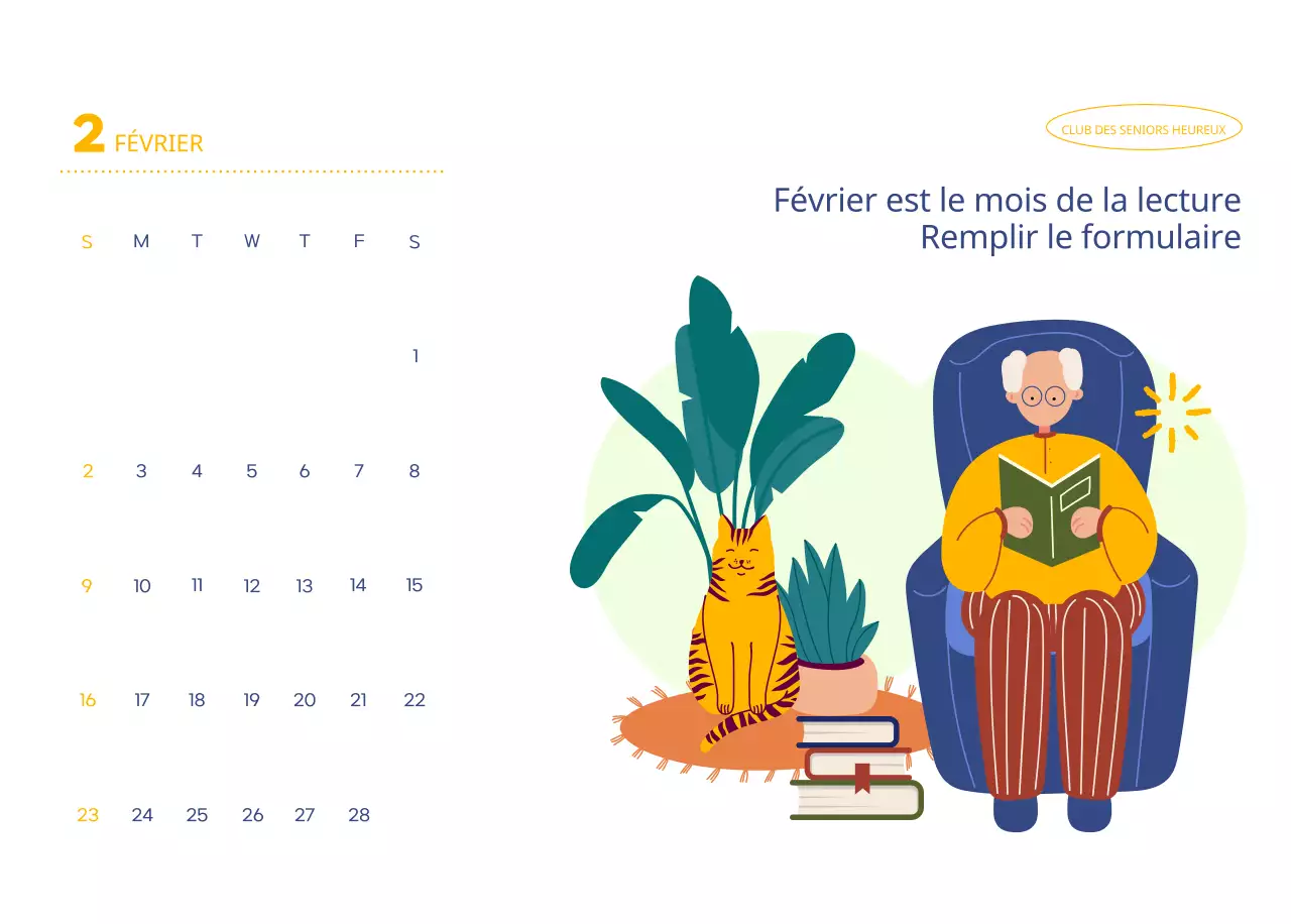 Calendrier d'entreprise avec de jolies illustrations