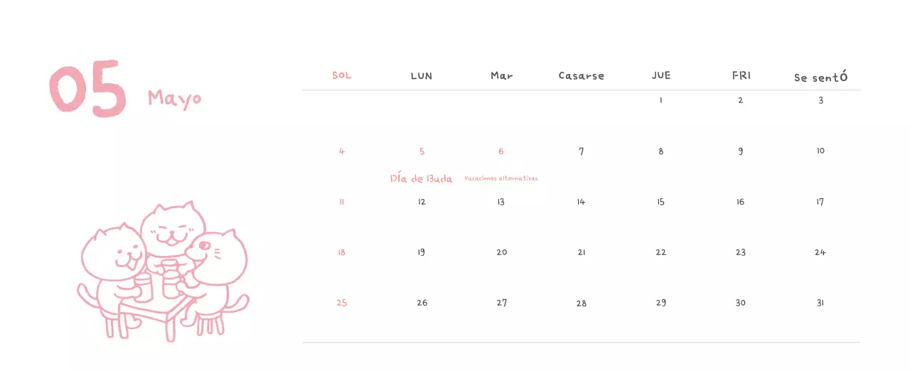 Calendario diario en marfil