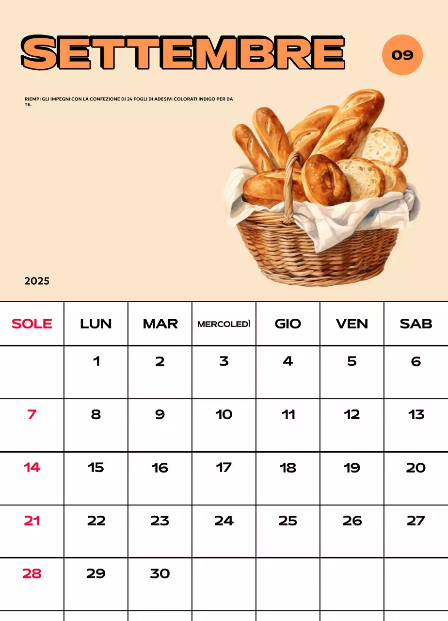 Calendari colorati con una varietà di illustrazioni retrò