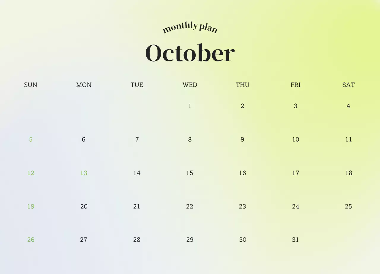 グラデーションミニマリスト感性カレンダー