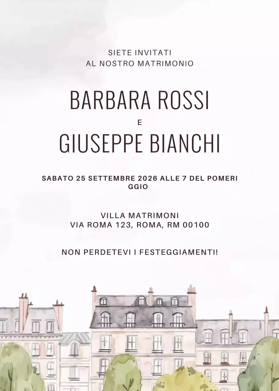 Invito di nozze elegante beige