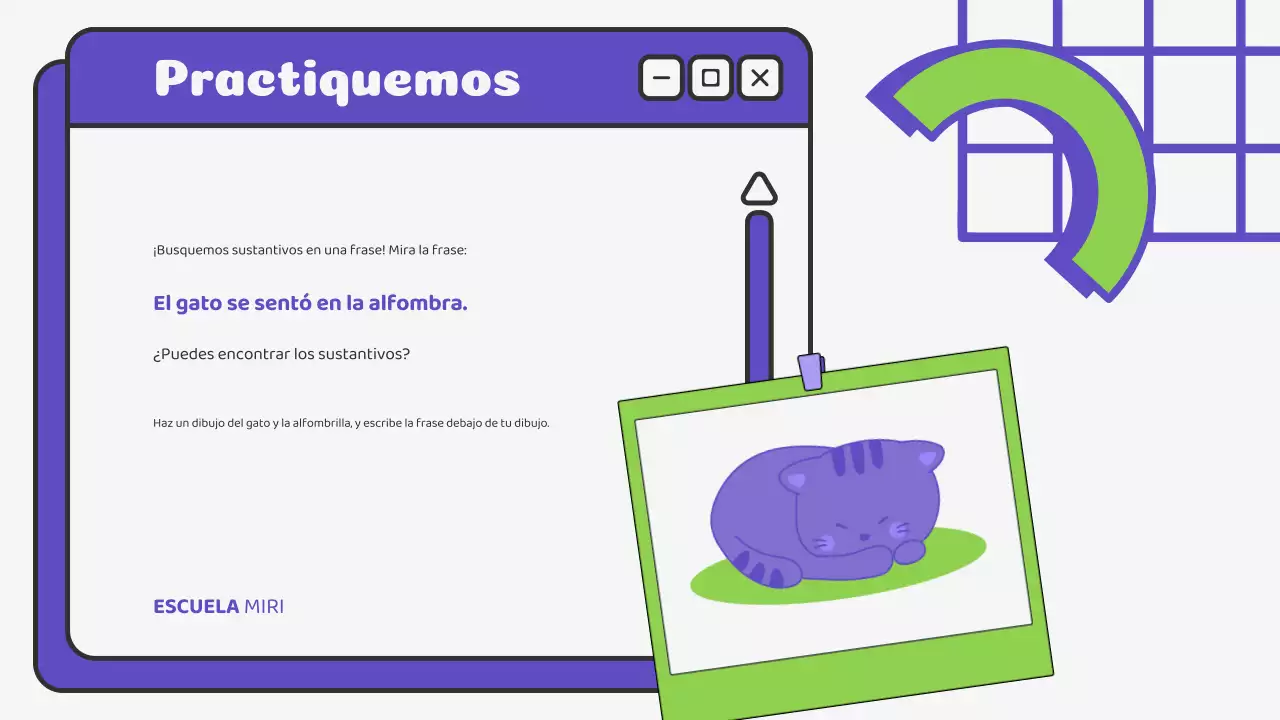 Beige Verde Ilustración Materiales de clase Gramática Presentación