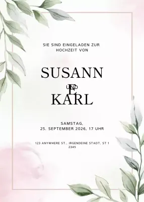 Grün Elegante Hochzeitseinladung