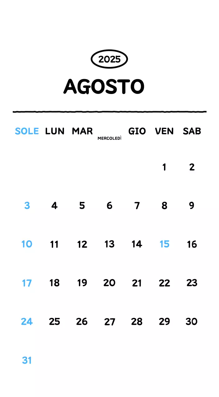 Calendario illustrato con un grazioso stile di linee