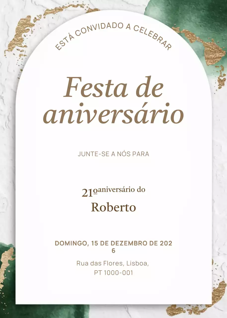 Convite de aniversário elegante branco
