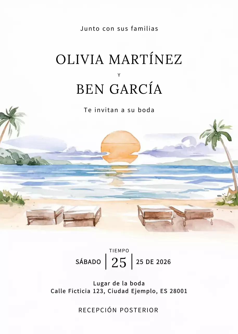 Invitación de boda elegante beige