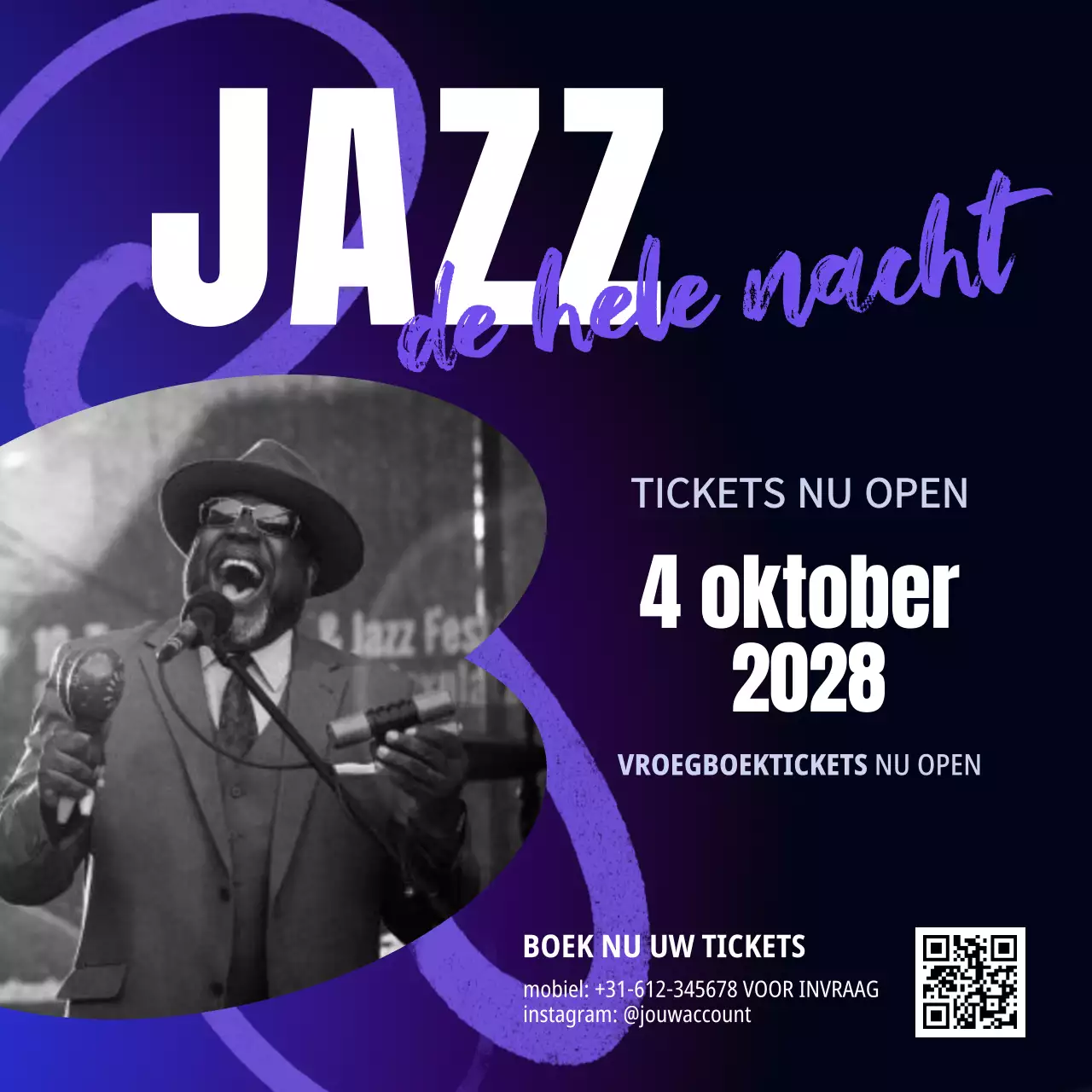 promotie paarse moderne jazz avond