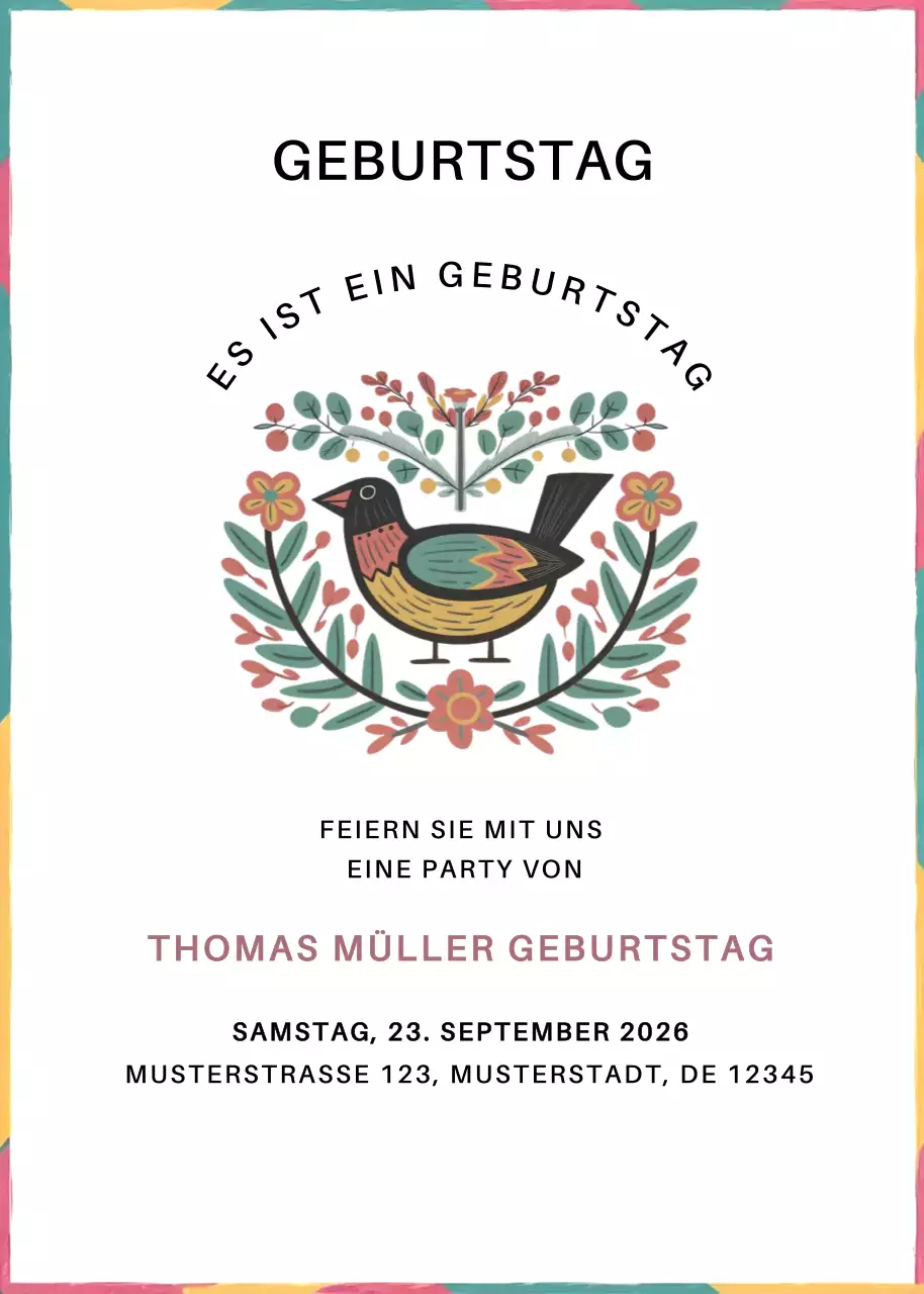 Bunte Rustikale Geburtstagseinladung