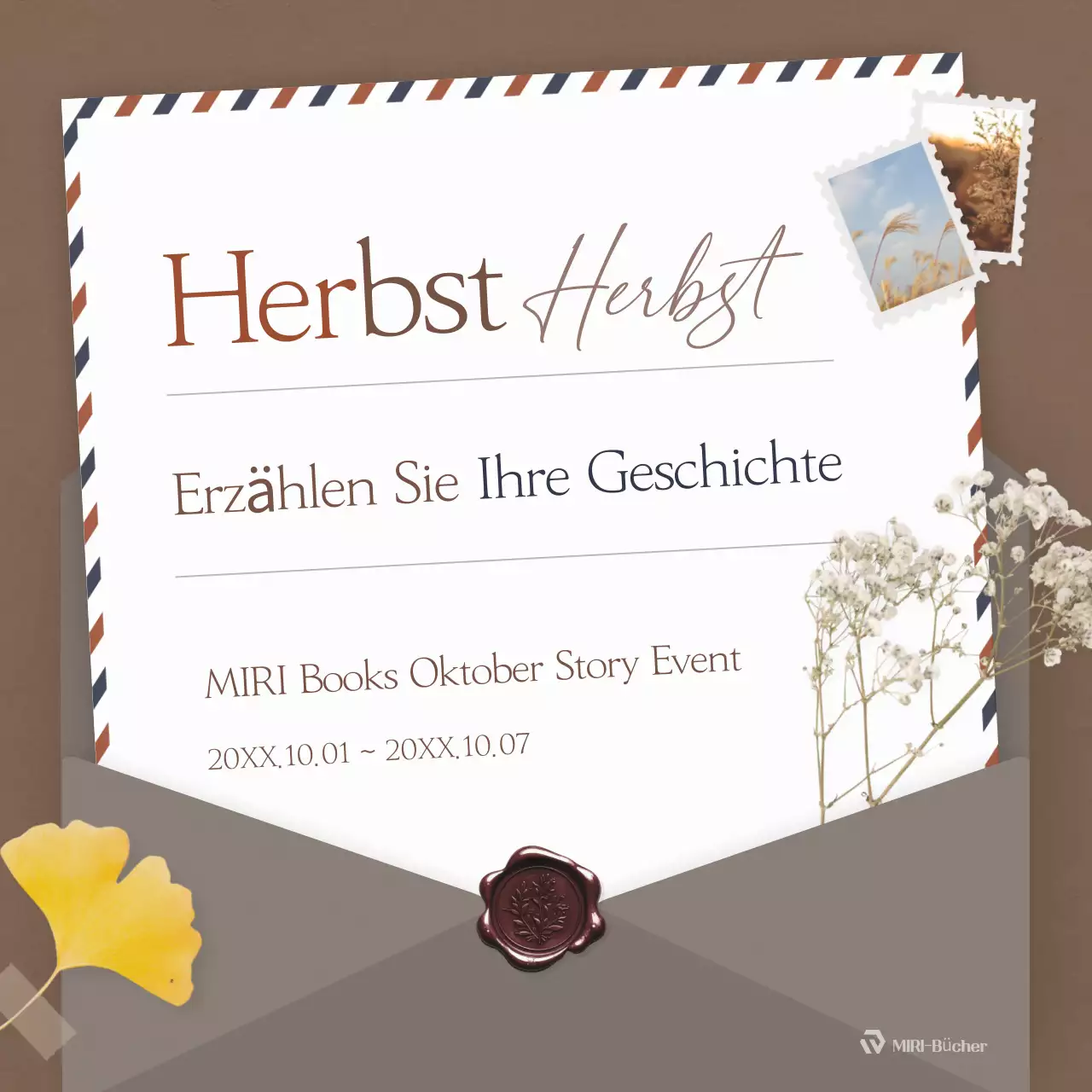 Eine einfache Herbstgeschichte in Braun zur Werbung für Ihre Veranstaltung