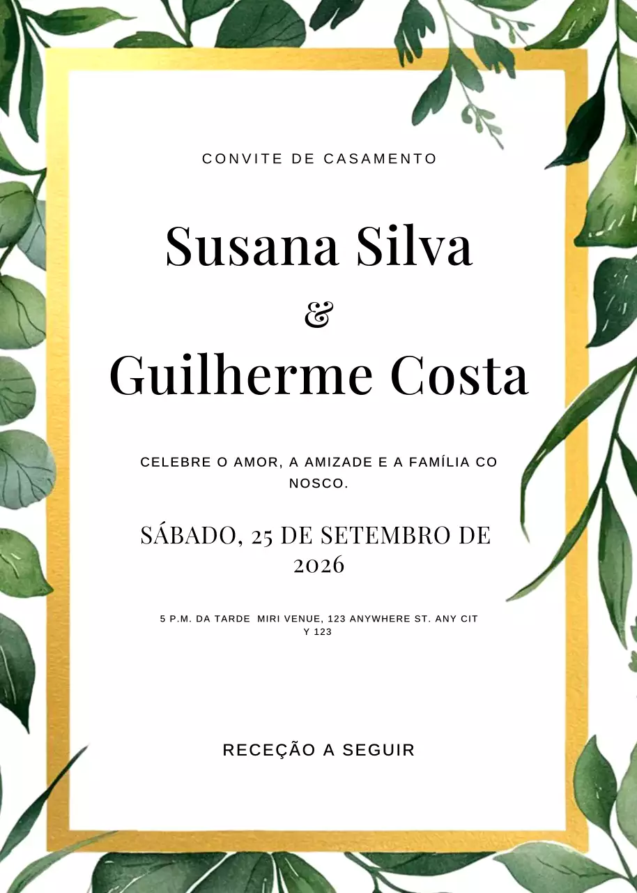 convite de casamento elegante verde