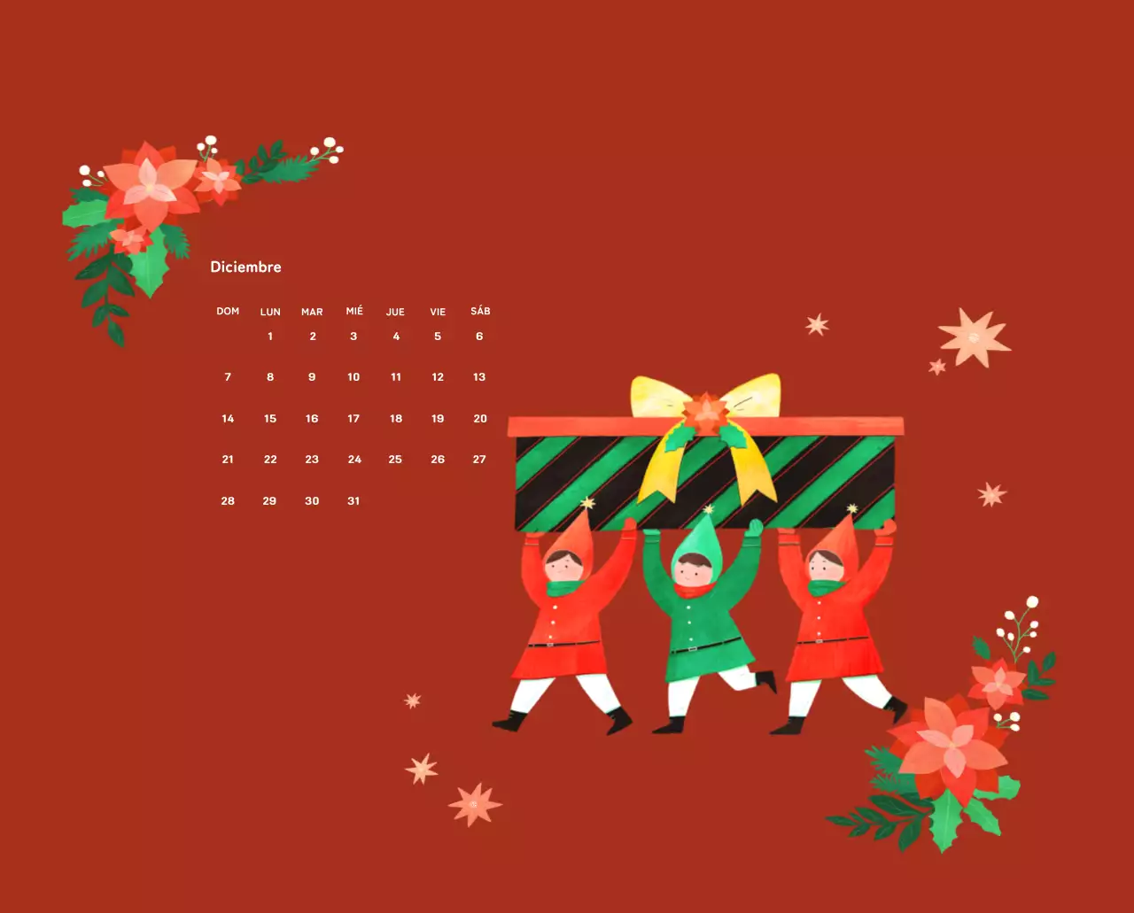 Calendario de Año Nuevo con cálidas ilustraciones