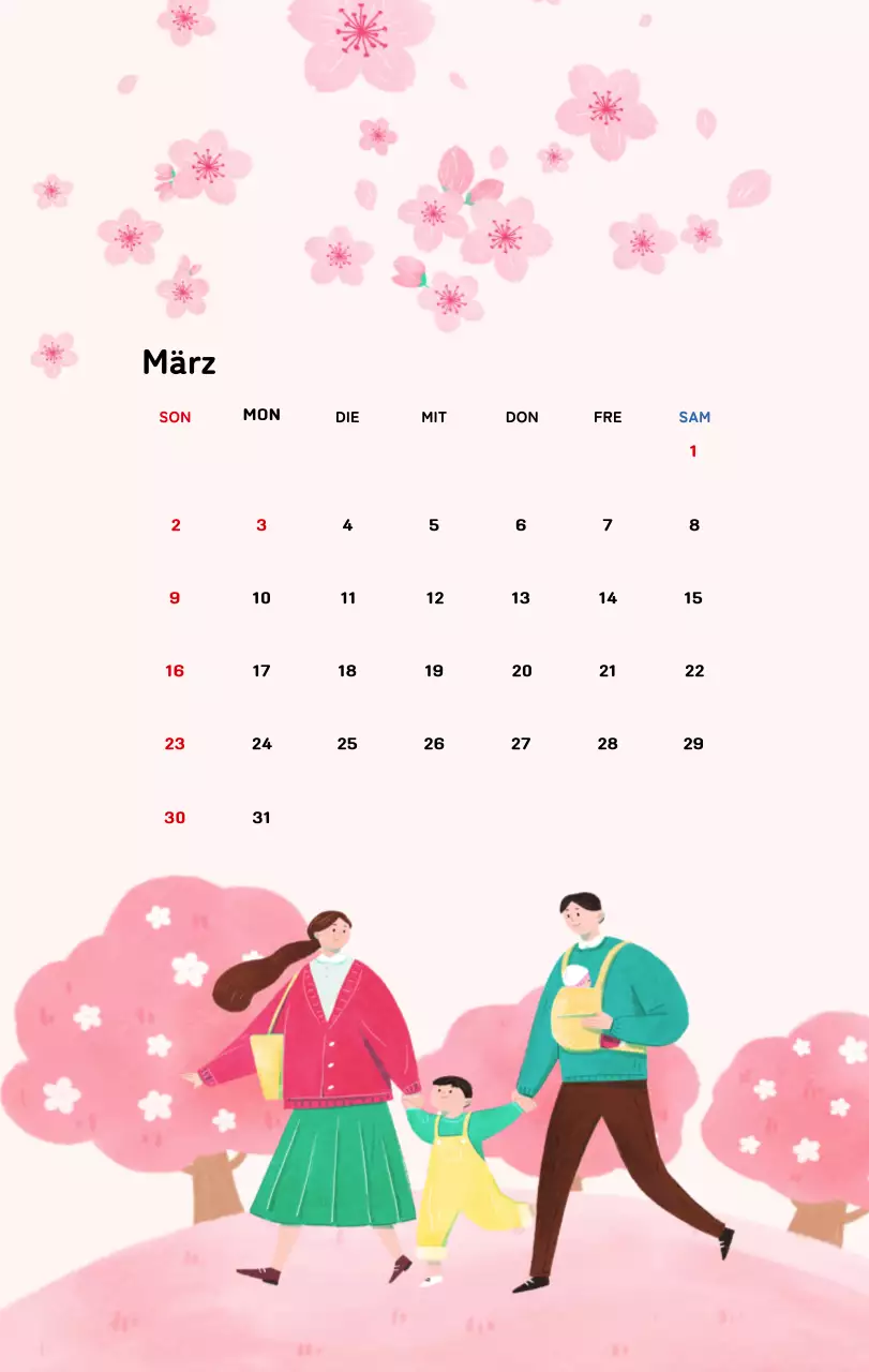 Neujahrskalender mit warmen Illustrationen