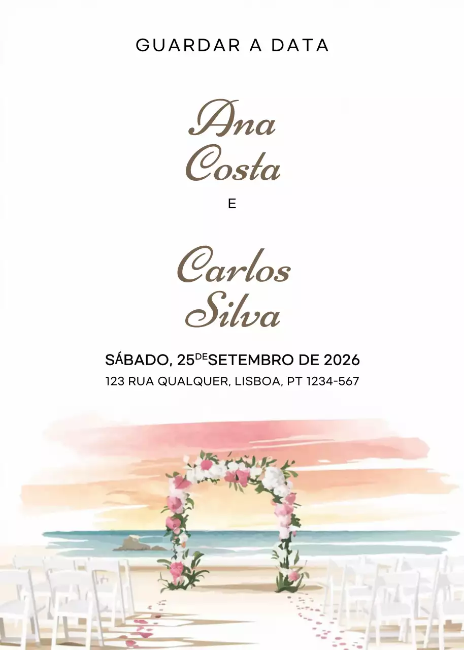 Convite de casamento branco e elegante