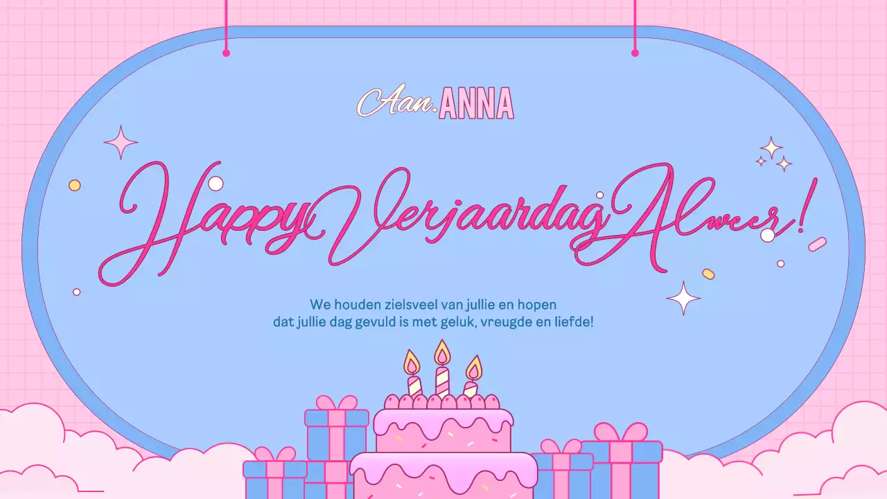 roze trendy verjaardagskaart