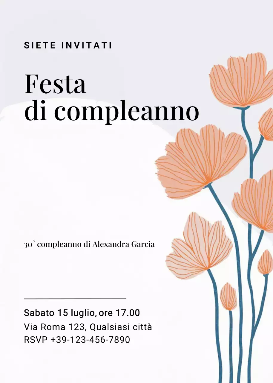 Invito di compleanno floreale beige