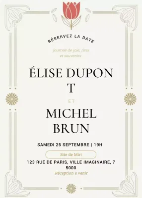 Invitation de mariage beige et élégante