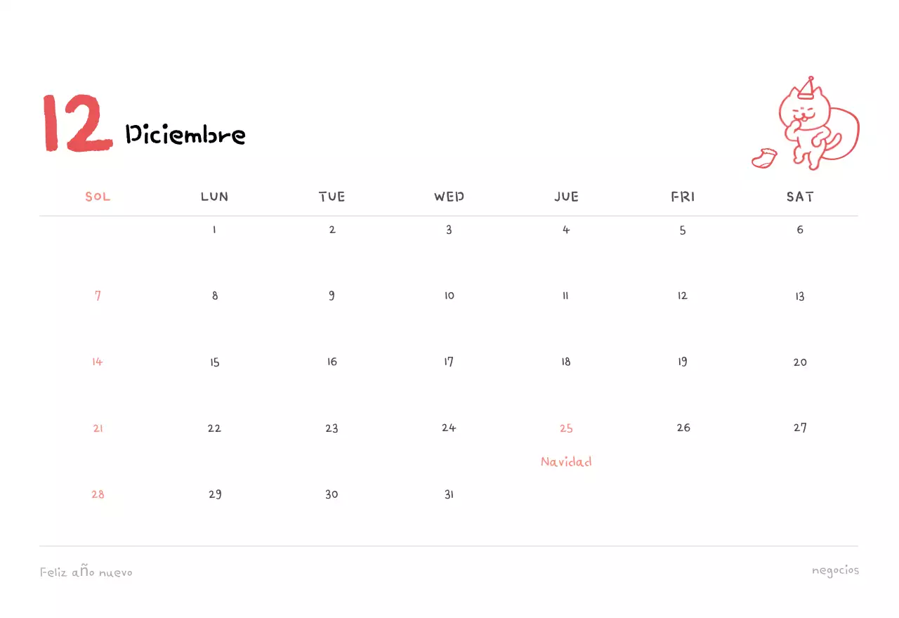 Calendario diario en marfil