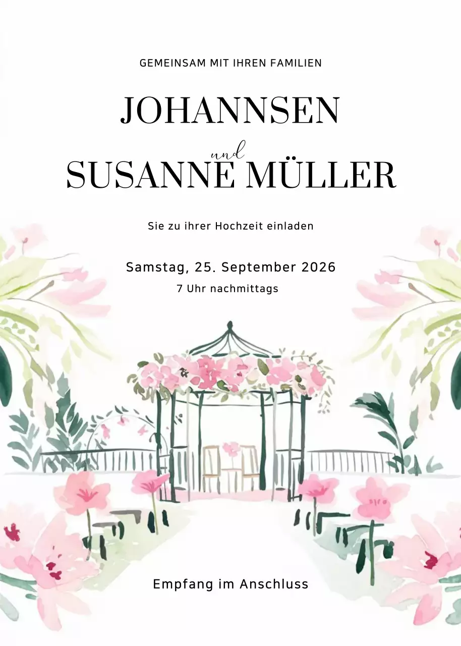 Rosa Elegante Hochzeitseinladung