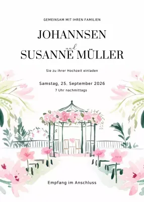 Rosa Elegante Hochzeitseinladung