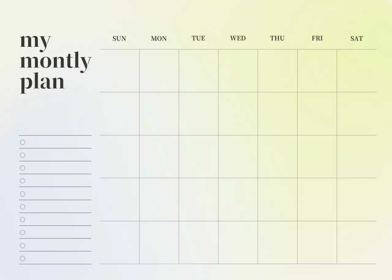 Gradient Minimalist Calendar