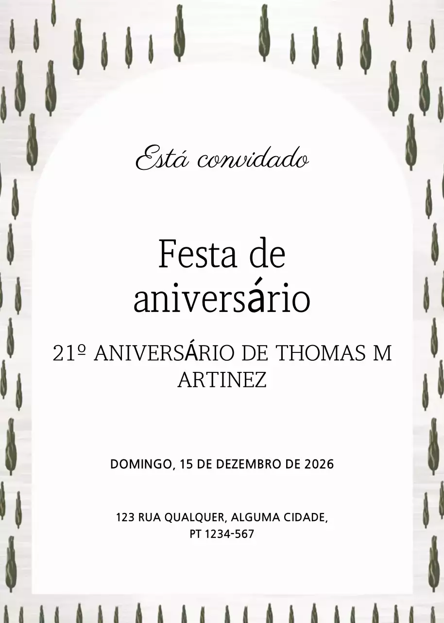 Convite de aniversário rústico verde