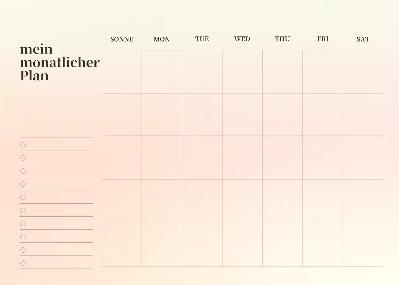 Minimalistischer Kalender mit Farbverlauf