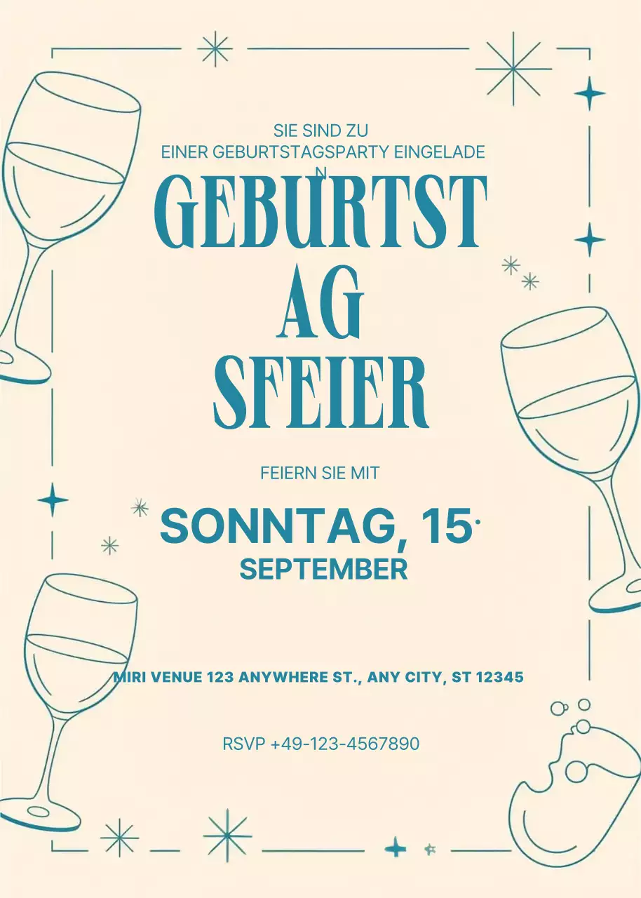 Beige Retro-Geburtstagseinladung