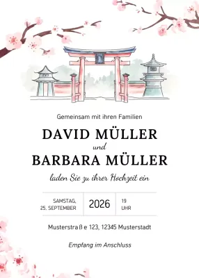 Traditionelle rosa Hochzeitseinladung