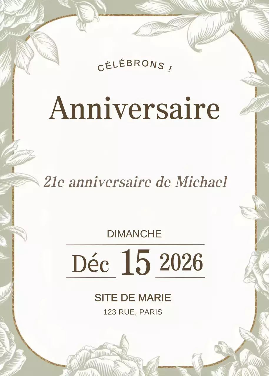 Sage Elegant Birthday Invitation