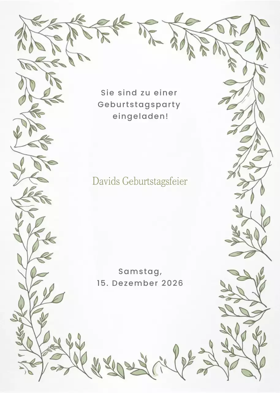 Grüne botanische Geburtstagseinladung