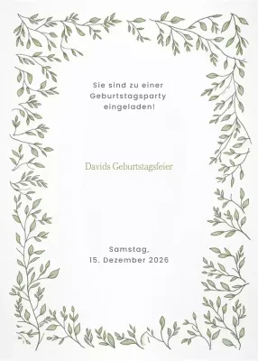 Grüne botanische Geburtstagseinladung