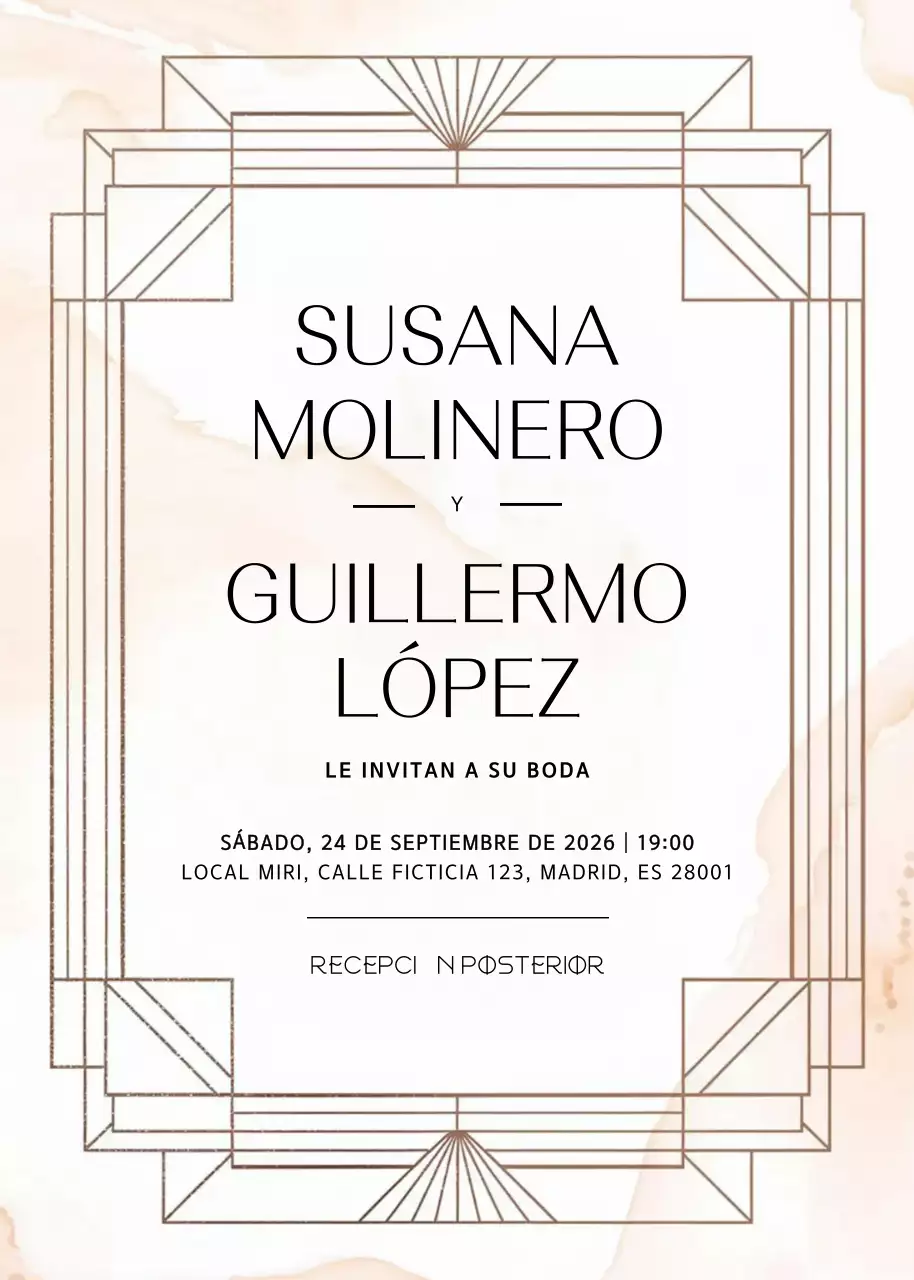 Invitación de boda elegante beige