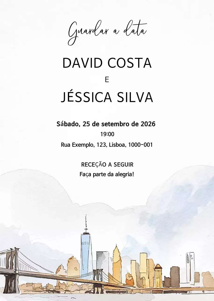 Convite de casamento minimalista bege