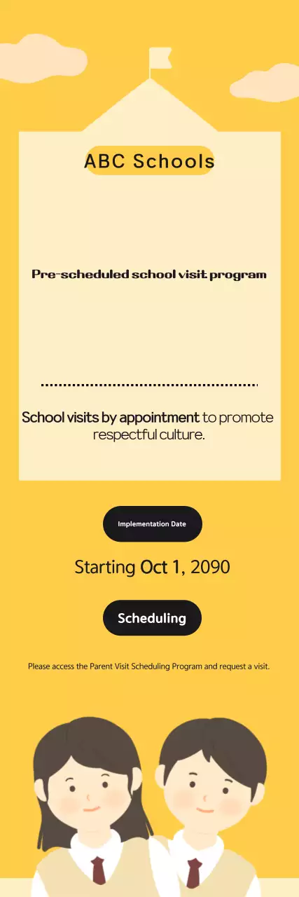 Faixa de anúncio escolar mínima amarela