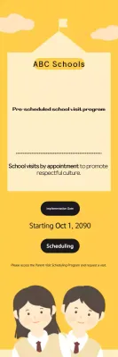 Faixa de anúncio escolar mínima amarela