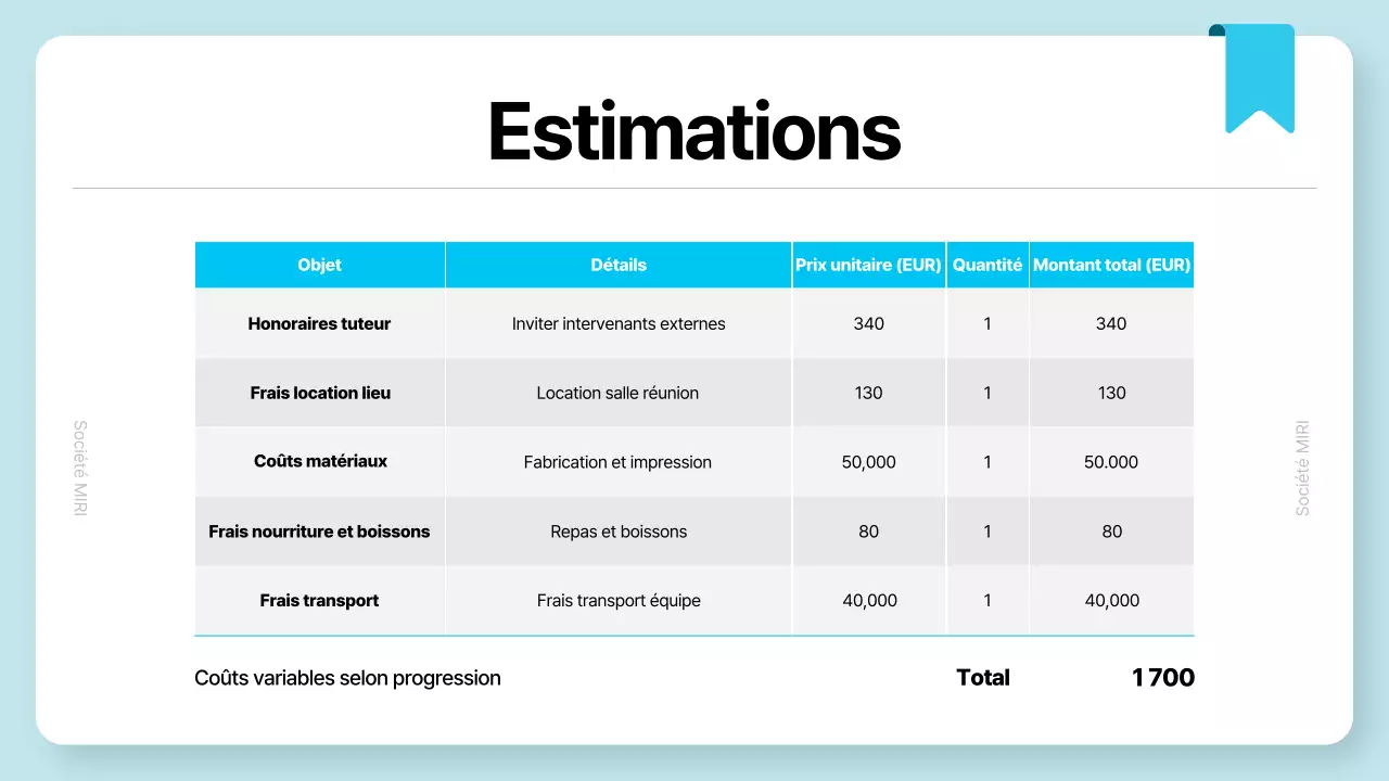 Proposition d'atelier simple bleu clair
